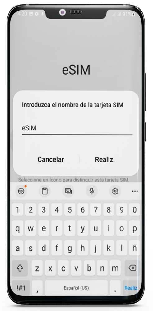 Modificar Nombre eSIM Android - eSIM | SIM Virtual