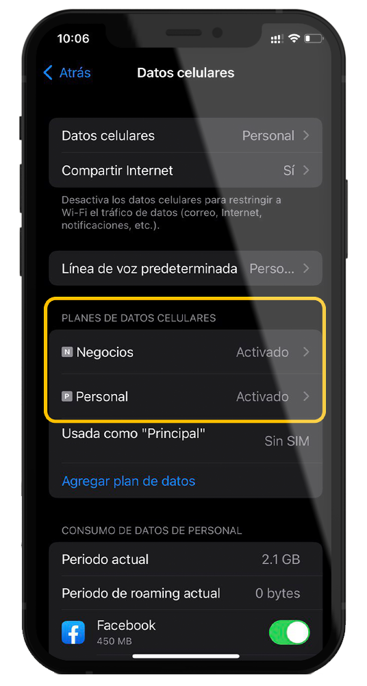 Selección plan de datos - Modificar etiqueta - iPhone - Tigo Nicaragua