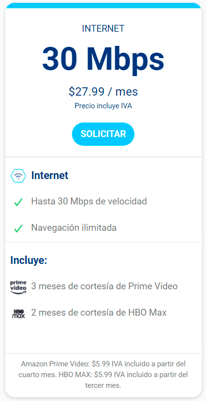 Oferta Internet 30 Mbps - Tigo Nicaragua