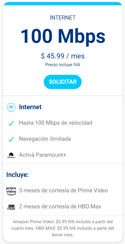 Oferta Internet 100 Mbps - Tigo Nicaragua