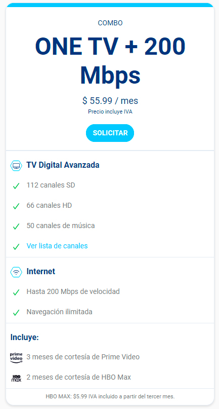 Oferta One TV + Internet 200 Mbps - Tigo Nicaragua