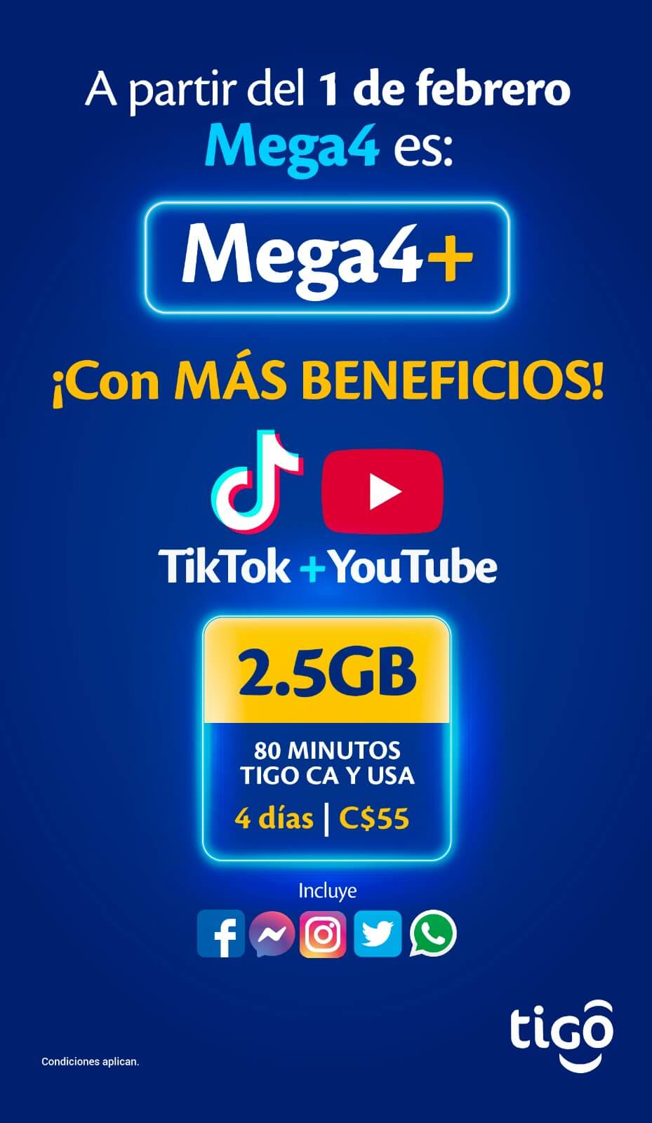 Oferta Mega4+ - Tigo Nicaragua