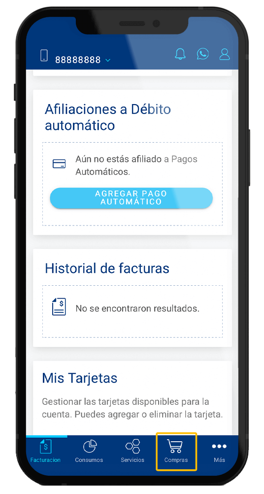 Selección Menú Compra | Comprar - Activar Megapacks | App - Recarga Tigo Nicaragua