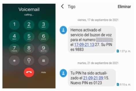 Notificación SMS - PIN Buzón de Voz - Tigo Nicaragua